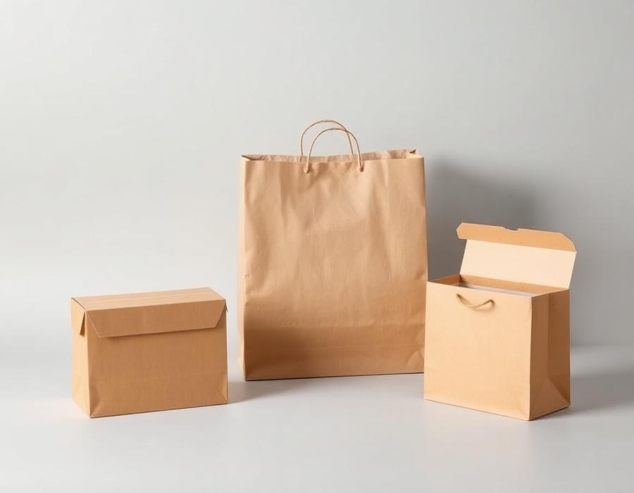 Sacolas e caixas de papel kraft personalizáveis